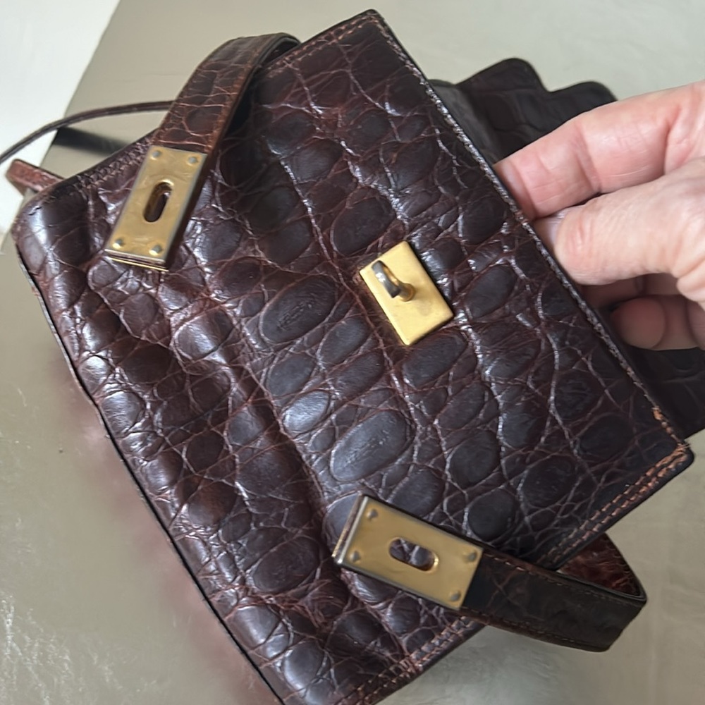 🔥HP🔥True VTG Maraolo small Alligator Crossbody Bag, brown, Italy - Picture 10 of 17
